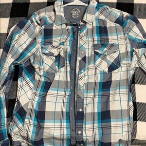 Buckle Large Plaid Dress Shirt (Pearl Snap)